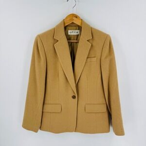Vintage Orvis 100% Camel Hair Blazer Classic Tailored Size 8 Preppy Workwear